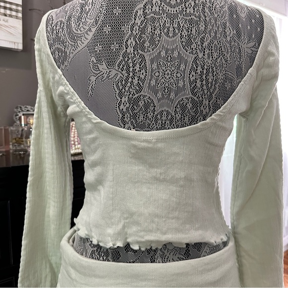 Free People Soleil Set Mineral Sea Two-Piece Long Sleeve & Mini Skirt Size L - Picture 6 of 16